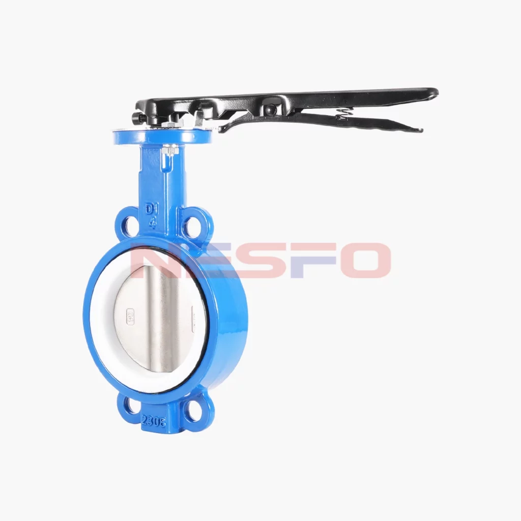 球墨铸铁手柄对夹四氟蝶阀 D71F-16Q